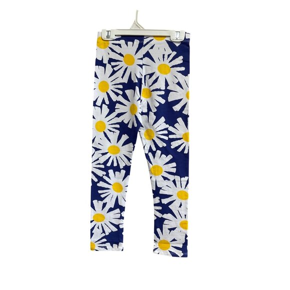 Llum Daisy Print Blue & White Leggings - Stretchy Cotton Blend Size 6 - Picture 4 of 6